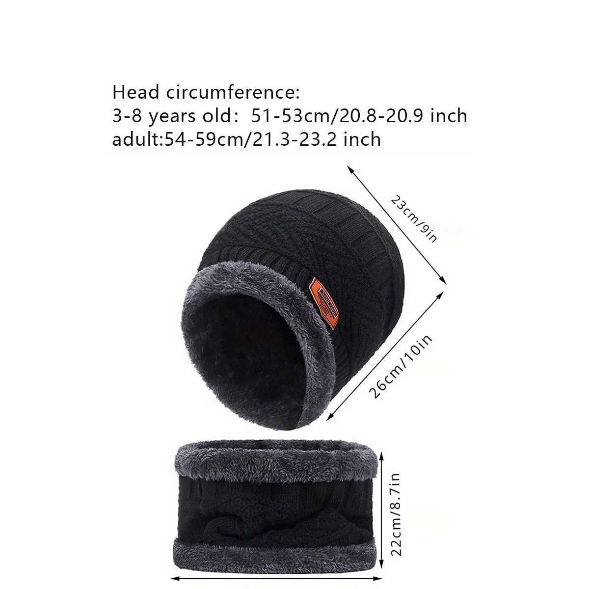 Winter Hat, Scarf & Gloves Set – Fleece-Lined Beanie Set, Kids & Adults