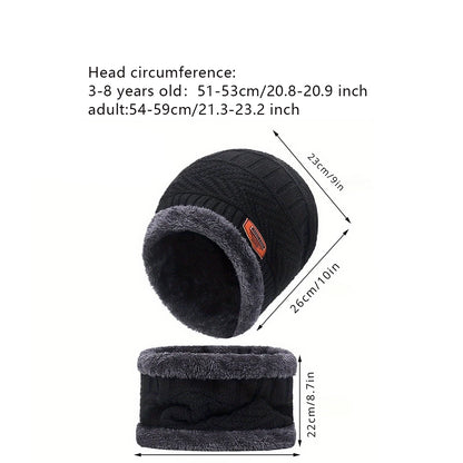 Winter Hat, Scarf & Gloves Set – Fleece-Lined Beanie Set, Kids & Adults