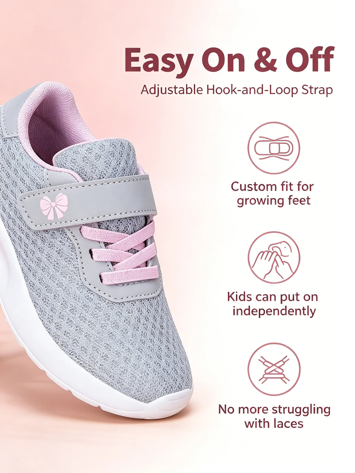 Girls' Hook-and-Loop Sneakers