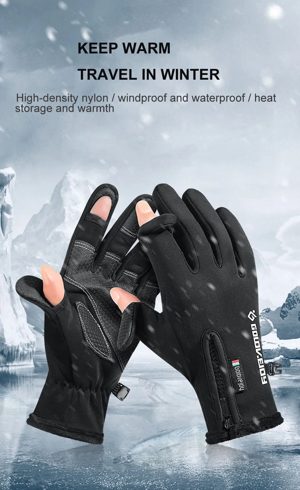 Flip-Finger Fishing Gloves – Fleece-Lined Touchscreen Winter Gloves
