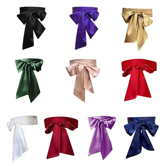 Ceinture large en satin avec nœud pour robe, 20 couleurs