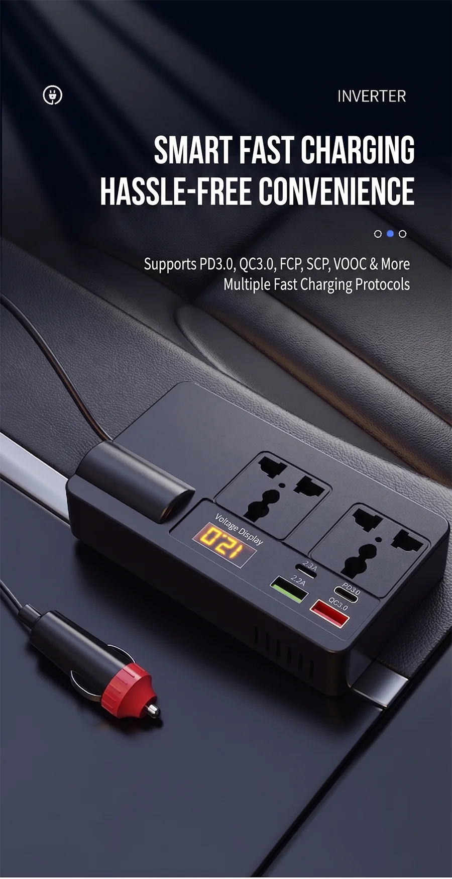 200W 12V to 220V Car Power Inverter