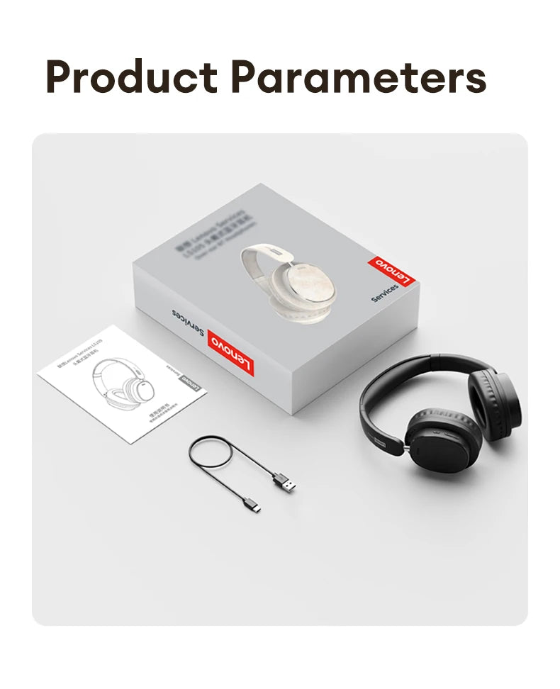 Lenovo LS105 Foldable Wireless Headphones – Bluetooth 6.0, 30-Hour Playtime, Built-In Mic