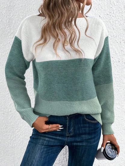Gestreifter Damenpullover aus Acrylstrick