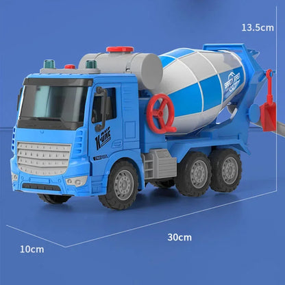 Large Toy Cement Mixer Truck – Friction-Powered with Lights & Music