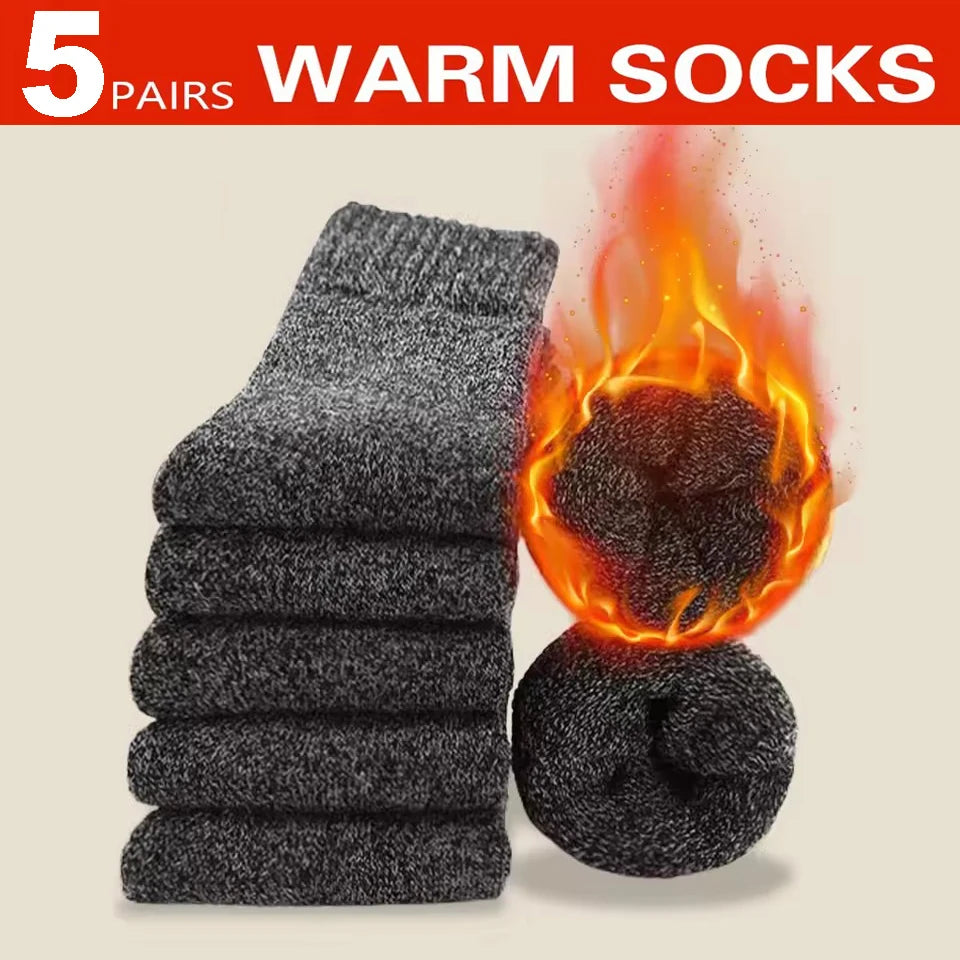 Men's Thick Winter Socks – Warm Terry-Lined Crew Socks, 3 or 5 Pairs