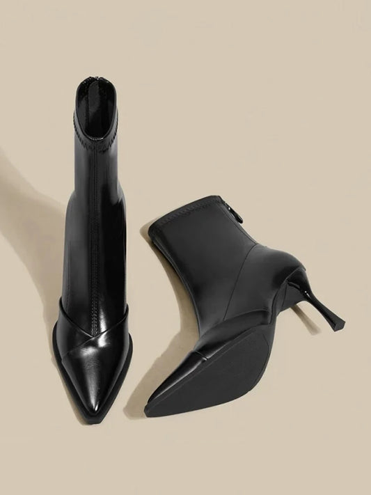 Women's Pointed-Toe Heeled Short Boots