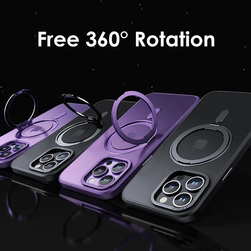 Magnetic iPhone Case with 360° Rotating Ring Stand