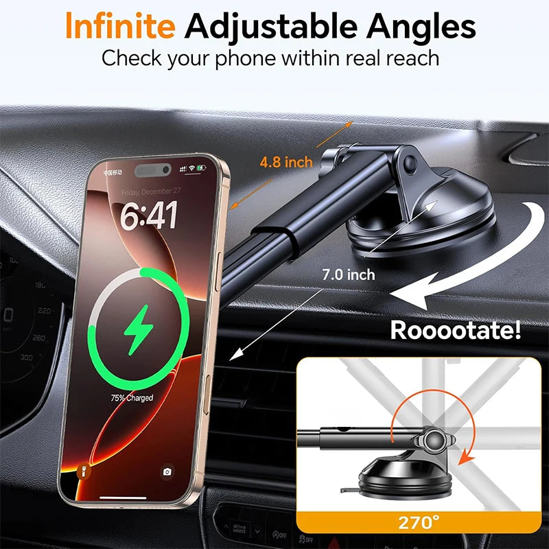 15W Magnetic Dashboard Wireless Car Charger & Mount
