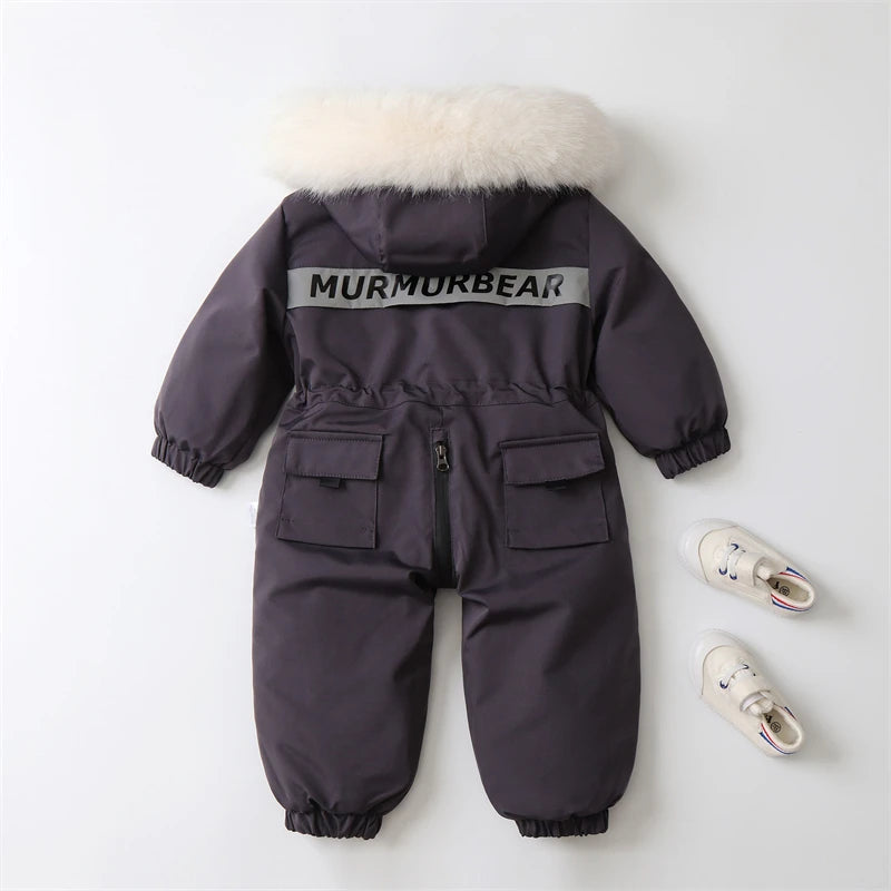 Children Winter Jumpsuit Thicken Boys Ski Suit Warm Baby Snowsuit Waterproof Boys Overalls Hooded Girls Jacket Clothes 2-5Years