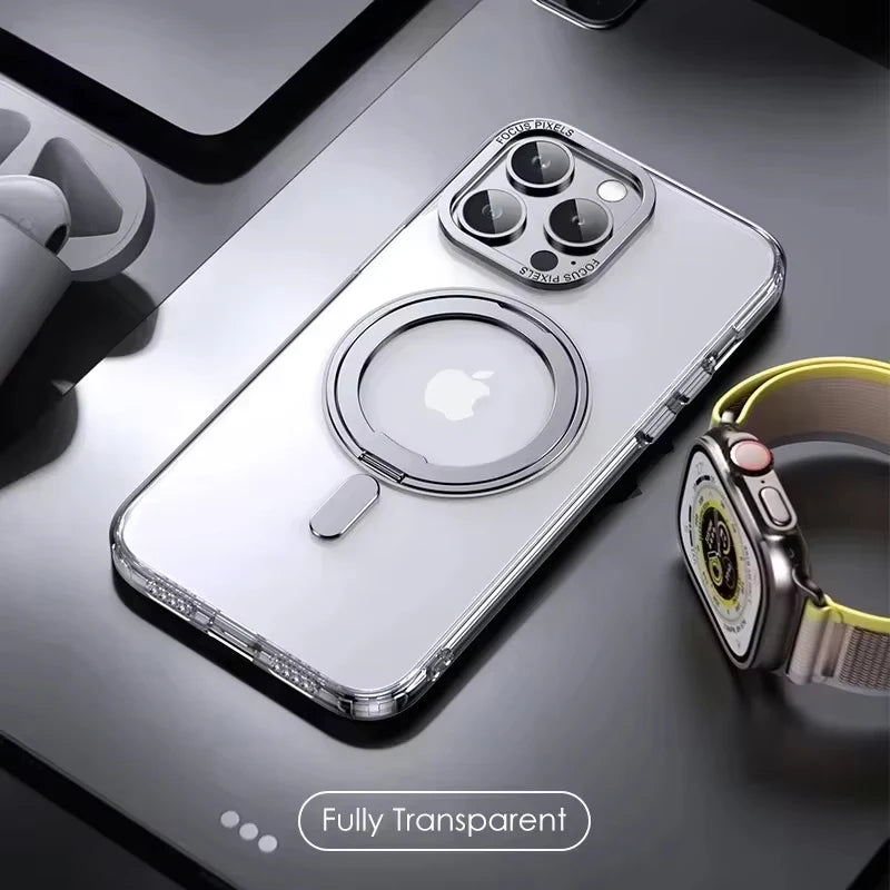 Magnetic iPhone Case with 360° Rotating Ring Stand