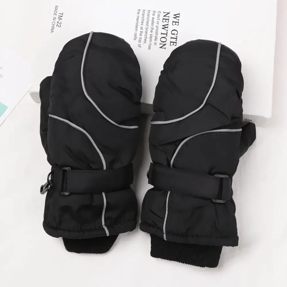 Kids' Adjustable Ski Gloves – Velvet-Lined Snow Gloves (Ages 5–9)