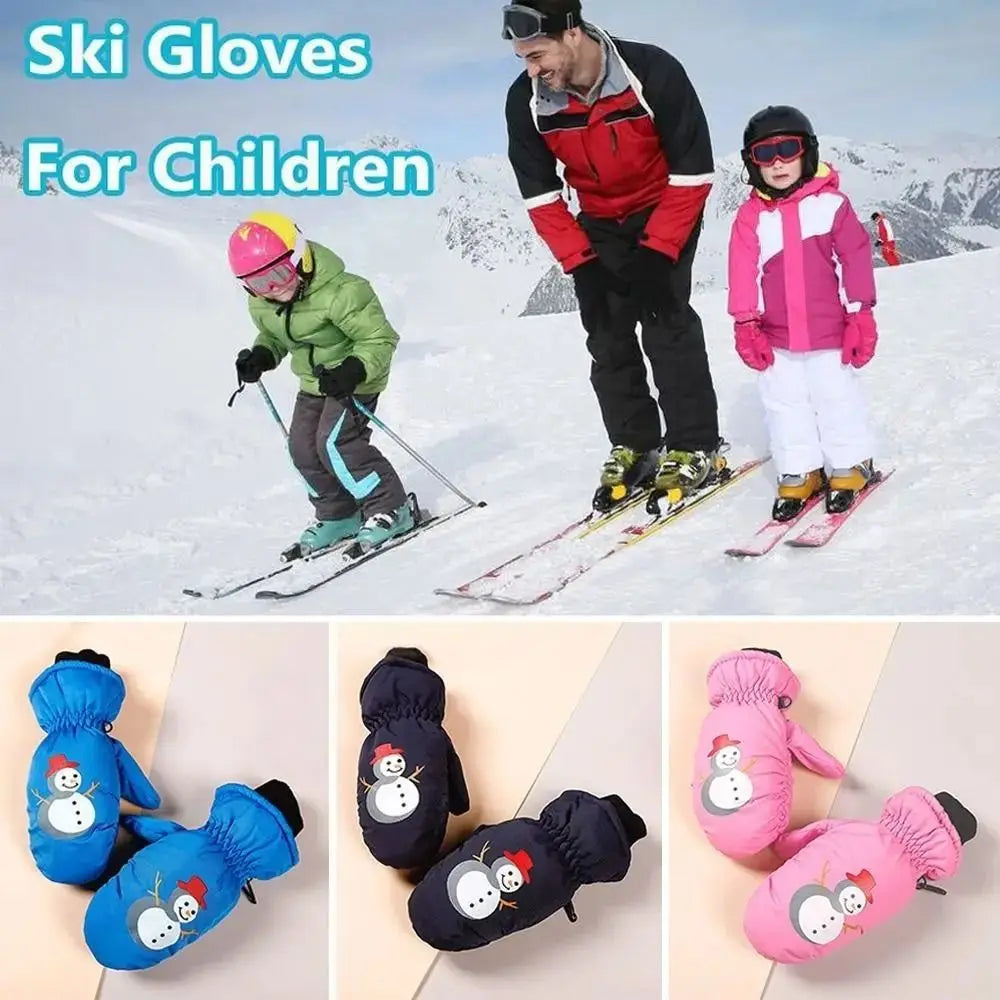 Kids' Snowman Ski Mittens – Warm Windproof Snow Mittens (Ages 2–5)