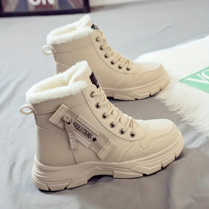Winter Women Snow Boots Anti‑Slip Warm Fur Lined Martin Boots Casual Ankle Booties Fashion Outdoor Daily Wear Shoes