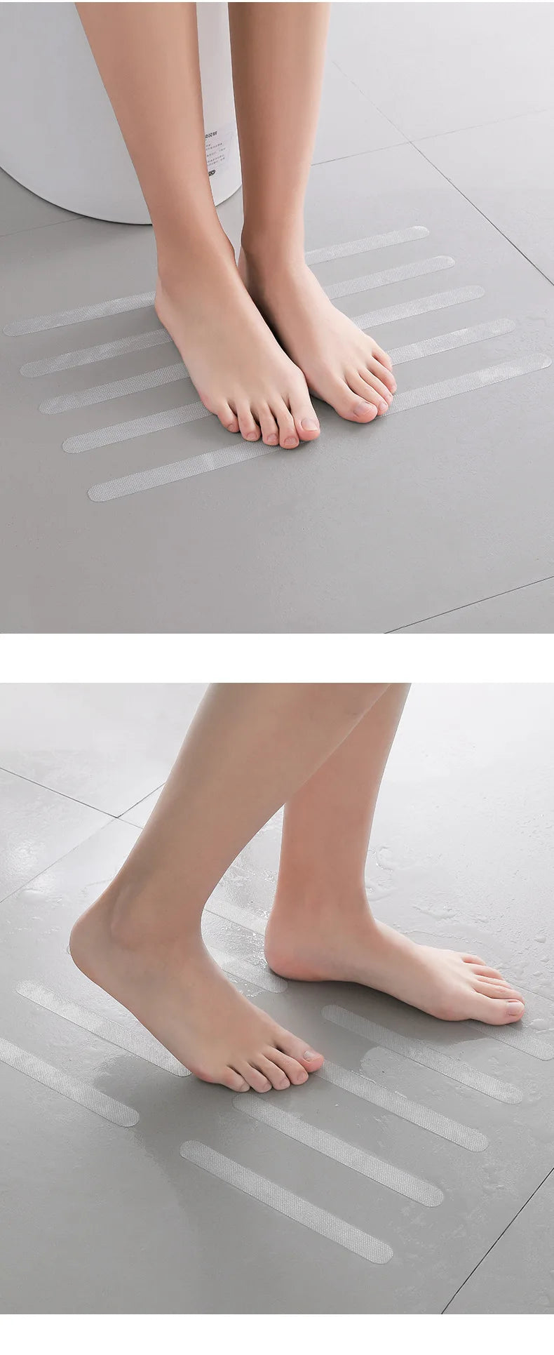 Transparent Non-Slip Adhesive Strips for Bath & Stairs