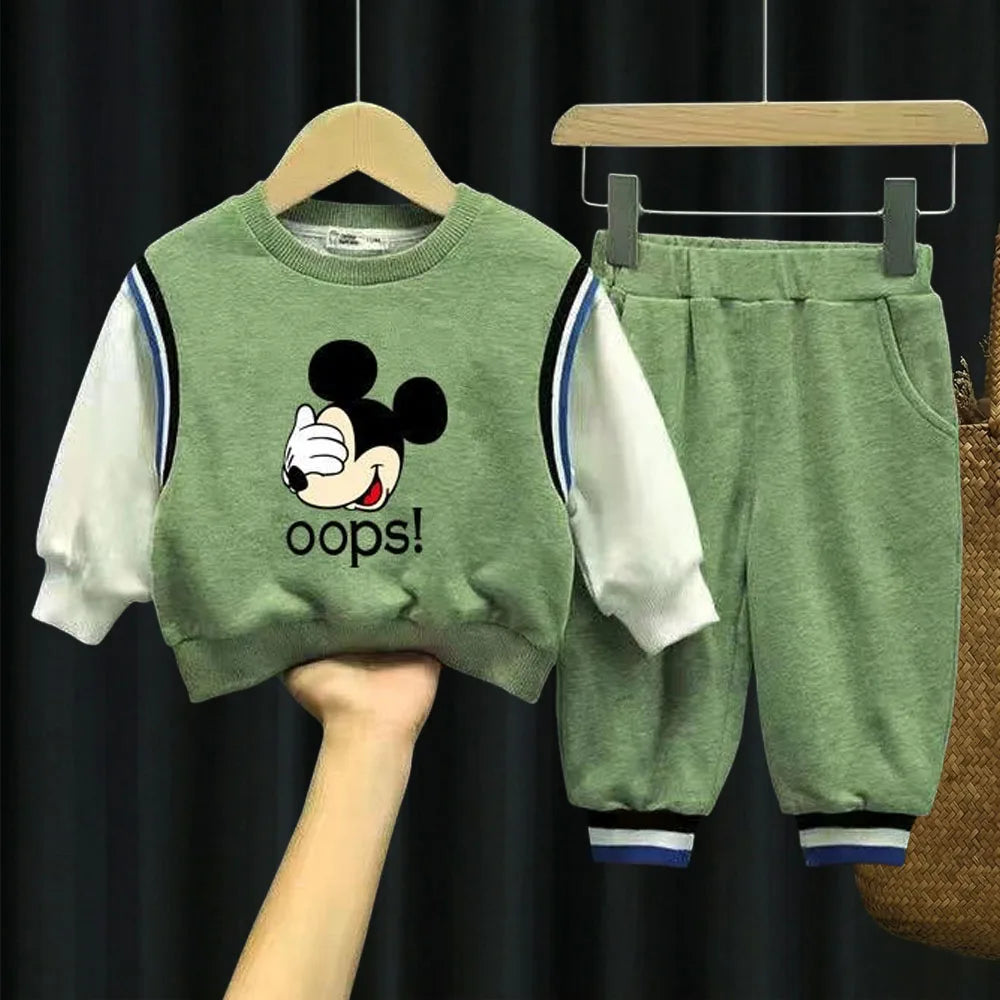 Boys' Spliced Cartoon Tracksuit - Long Sleeve Sweatshirt & Pants Set, 9M-6Y