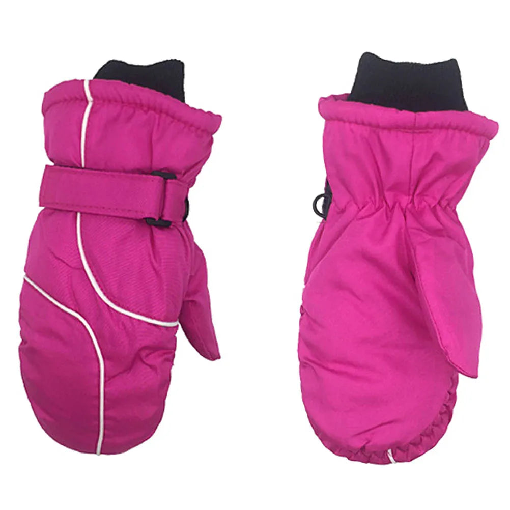 Kids' Long-Cuff Ski Mittens – Velvet-Lined Snow Mittens