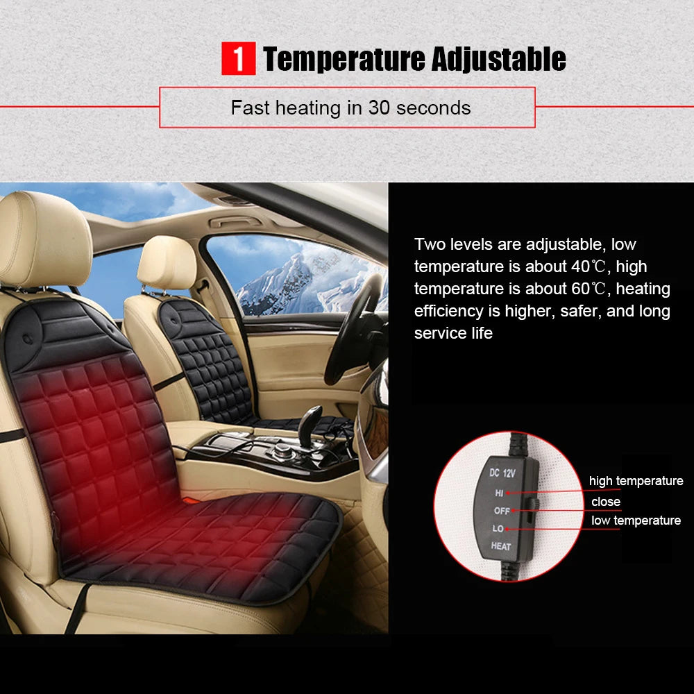 Heated Car Seat Cushion – 12V Universal Seat Warmer with 2 Heat Settings