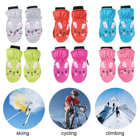 Kids' Bunny Snow Mittens – Velvet-Lined Toddler Ski Mittens
