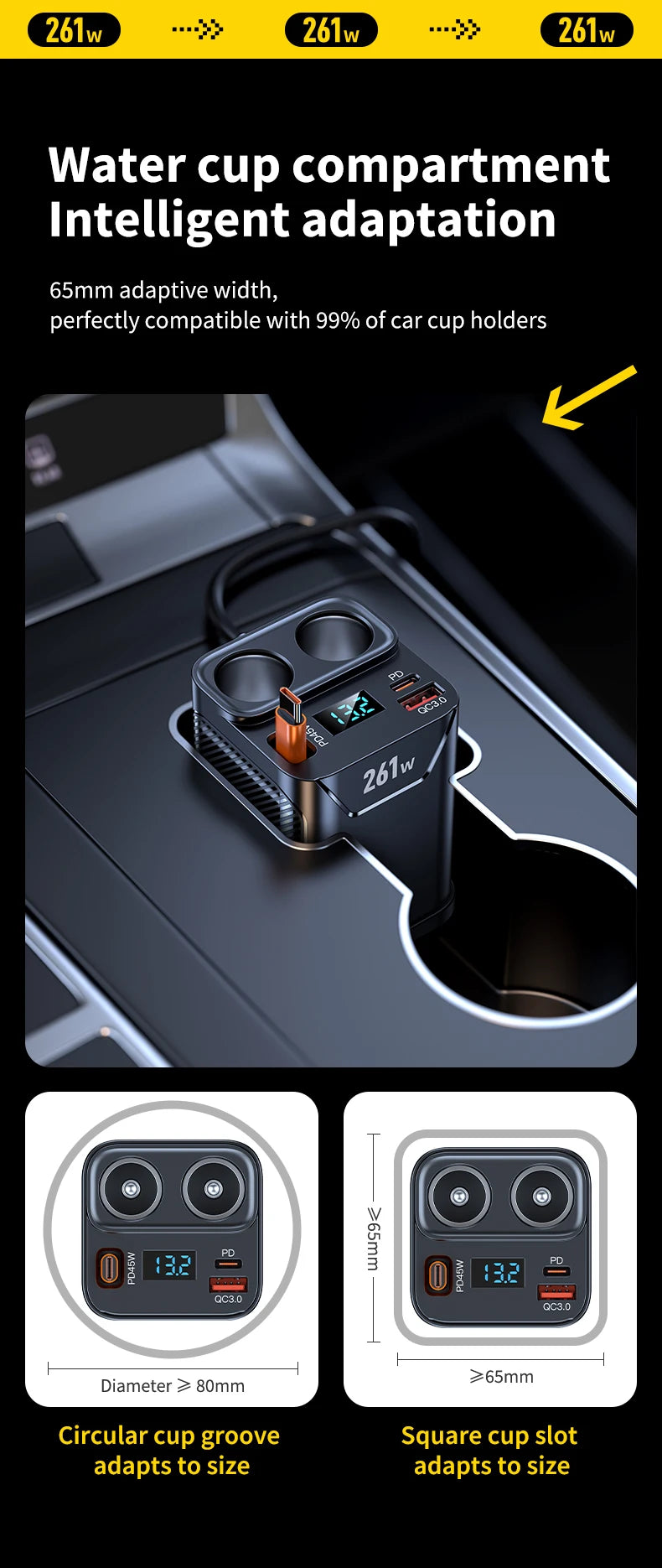 7-in-1 Cup-Holder Car Charger Adapter