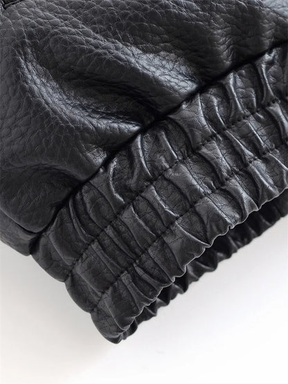 Chaqueta de cuero sintético con cremallera para mujer Guobioziy