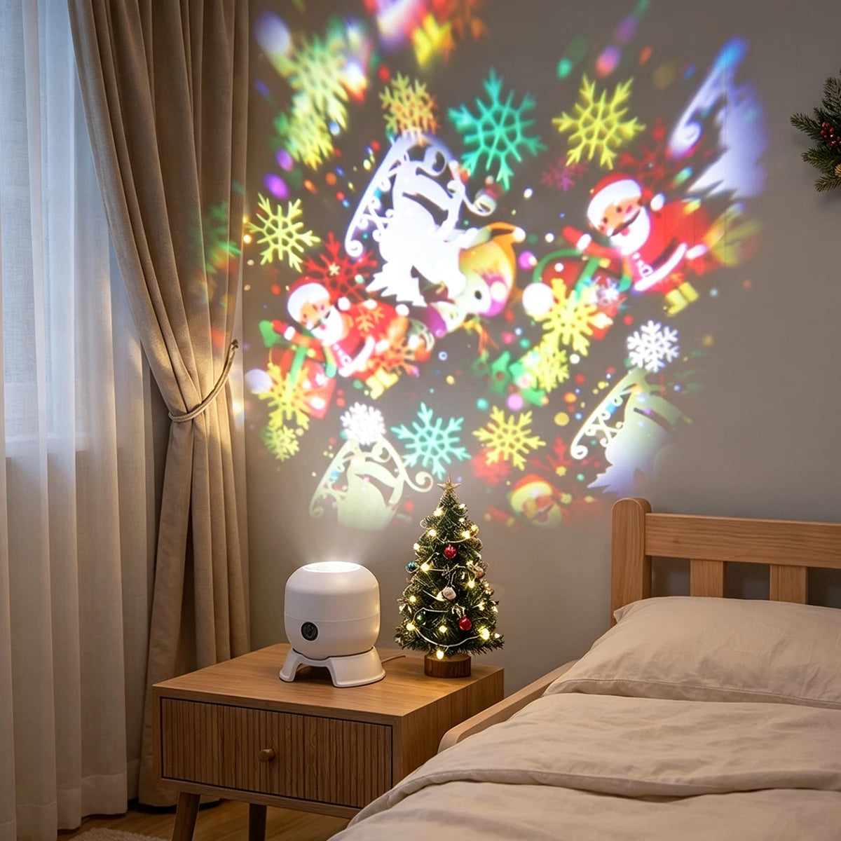 Rechargeable Christmas Projector Night Light – 22 Rotating Patterns