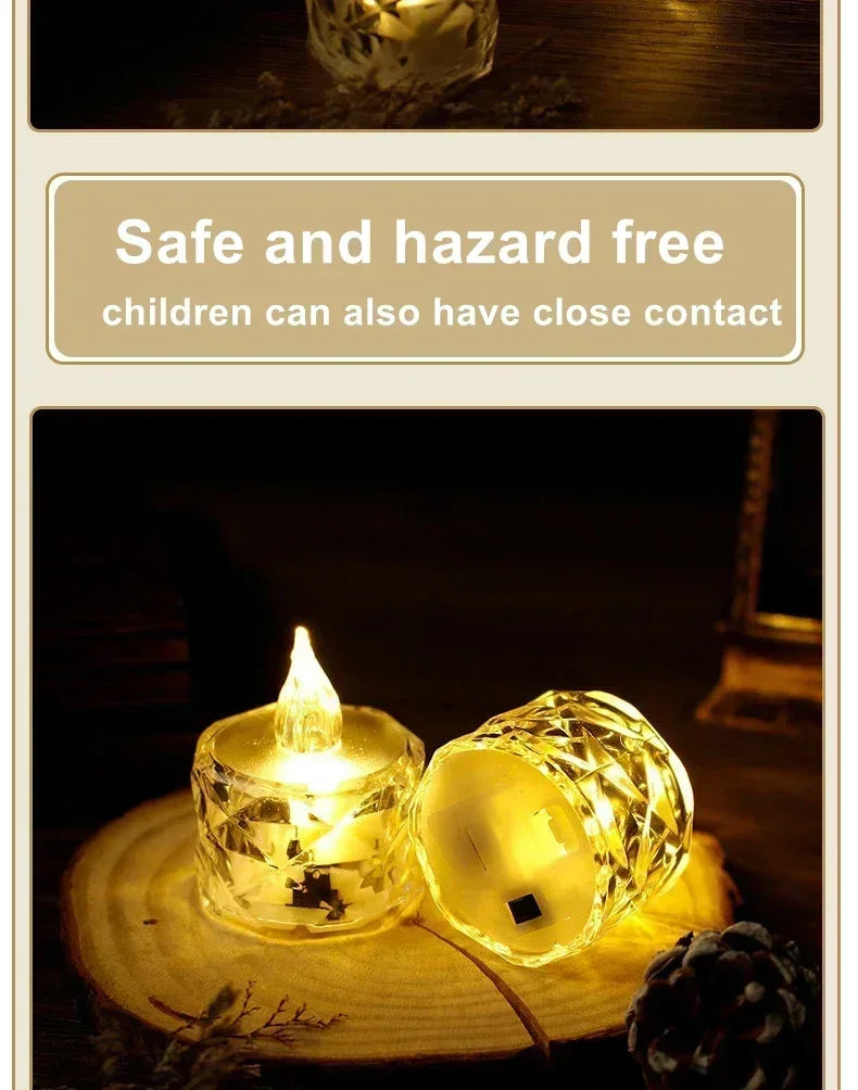 LED Crystal Flameless Candle Light LED Electronic Candle Light Night Lamp Dating Party Holiday Home Wedding Christmas Decoration