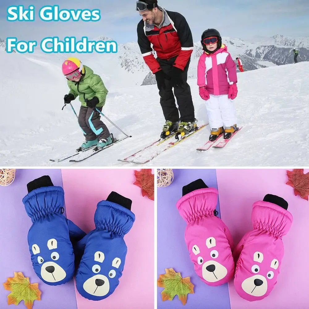 Kids' Cartoon Ski Gloves – Thick Windproof Snow Gloves (Ages 5–8)