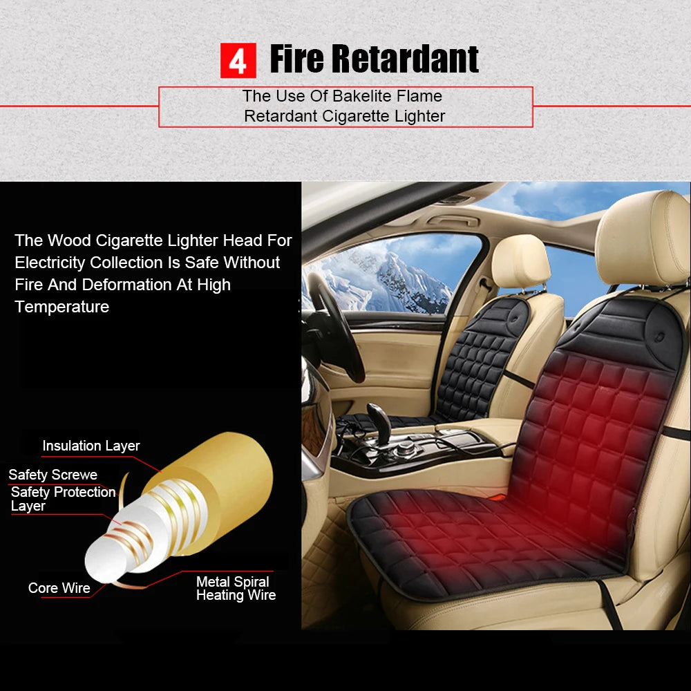 Heated Car Seat Cushion – 12V Universal Seat Warmer with 2 Heat Settings
