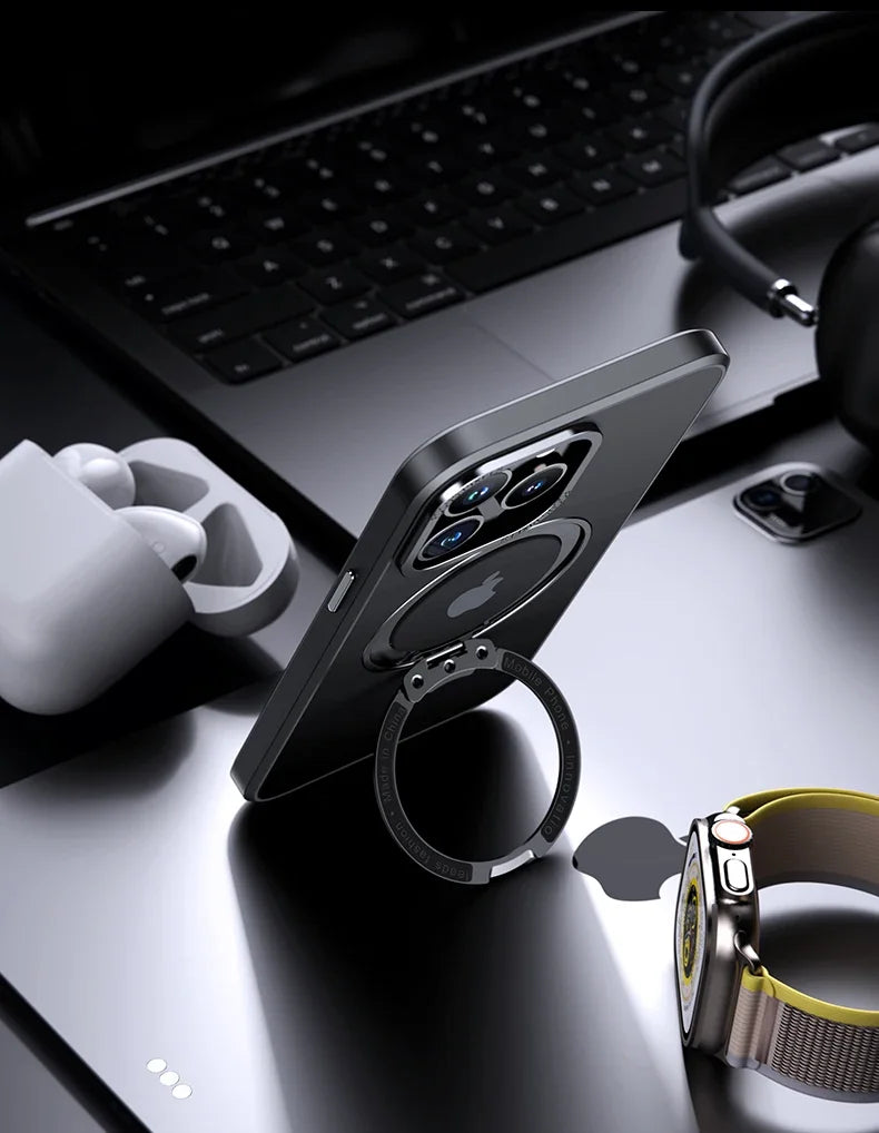 Magnetic iPhone Case with 360° Rotating Ring Stand