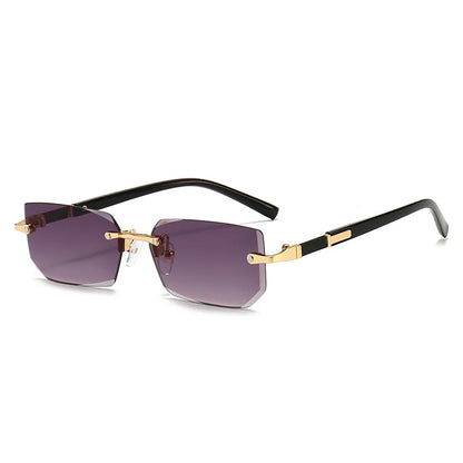 Rimless Rectangle Sunglasses | Trendy Small Square Summer Shades