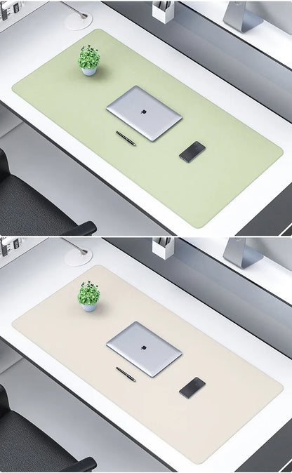 Grand sous-main de bureau en cuir PU – Tapis de bureau imperméable et antidérapant pour ordinateur et souris de gaming