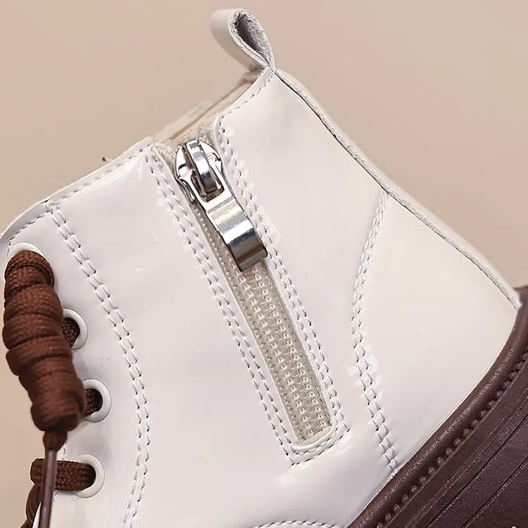 Girls' Ankle Boots – Faux Leather with Side Zip & Anti-Slip Sole