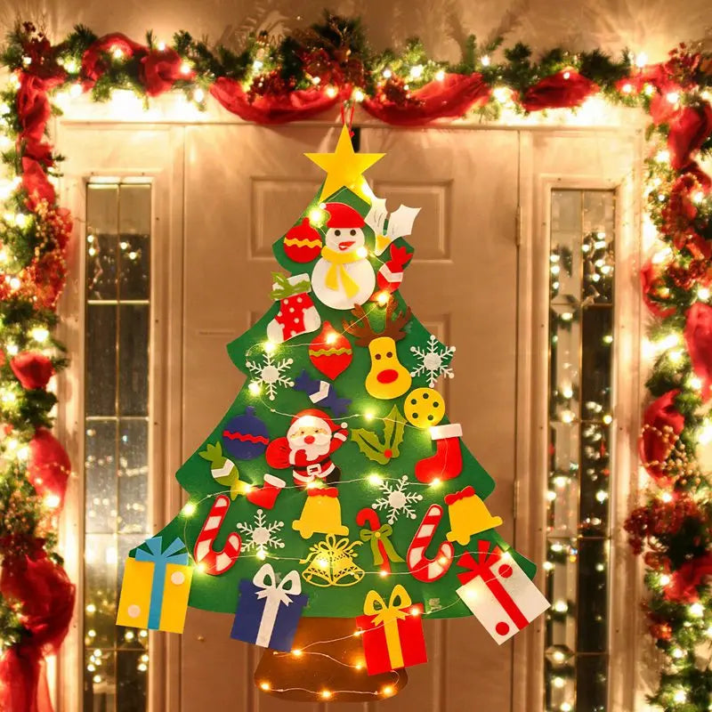 Sapin de Noël en feutrine à faire soi-même pour enfants – Sapin mural avec décorations à coller
