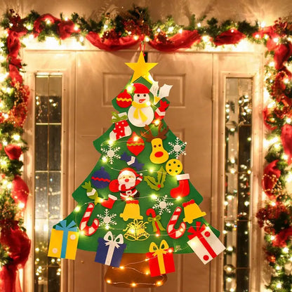 Sapin de Noël en feutrine à faire soi-même pour enfants – Sapin mural avec décorations à coller