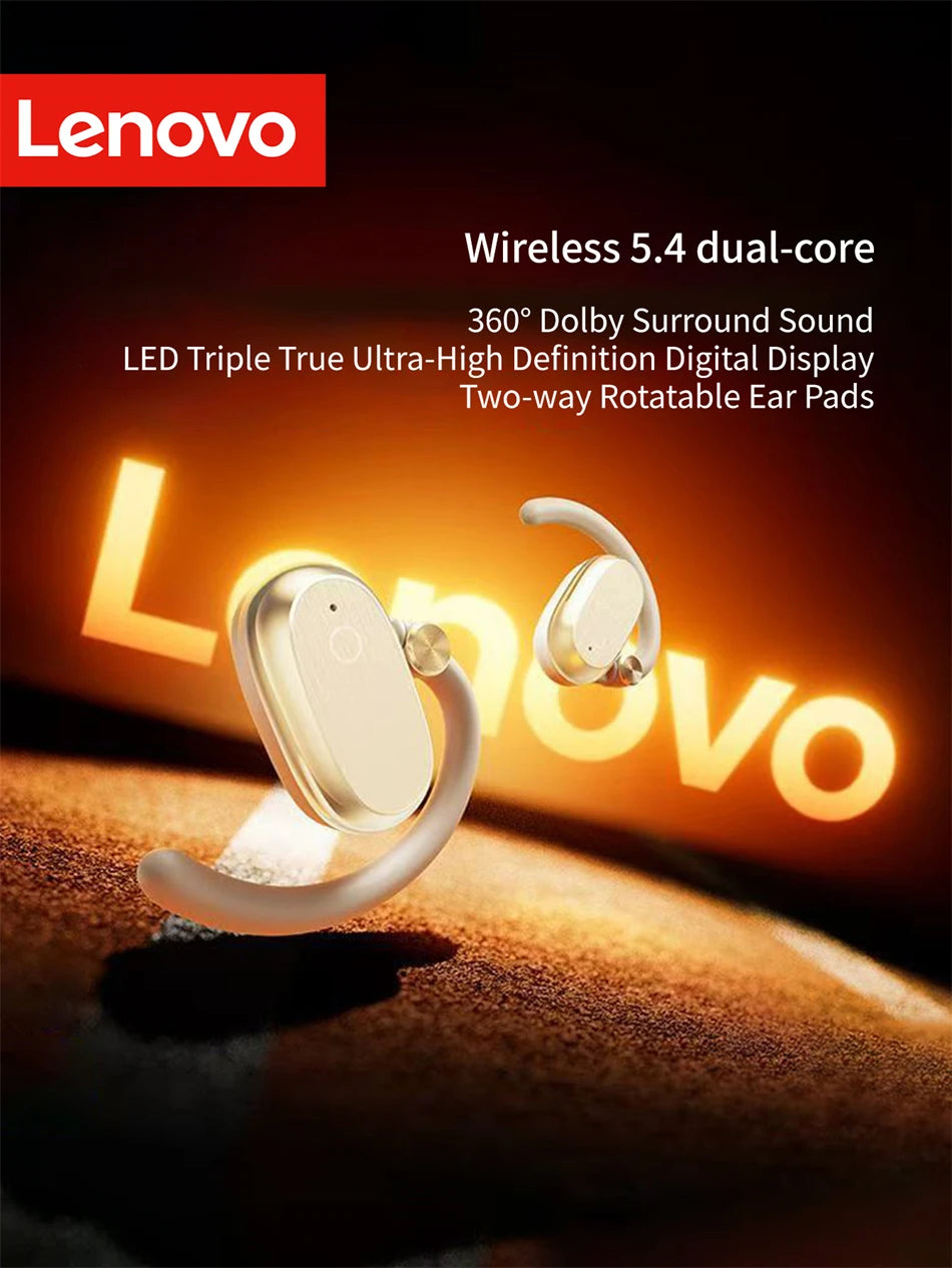 Lenovo EA366 Open-Ear Wireless Earbuds – Ear-Hook Bluetooth Headphones with Charging Case