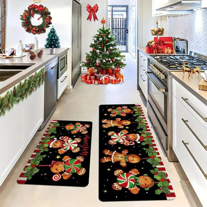 Christmas Cookie Kitchen Mat – Non-Slip, Washable