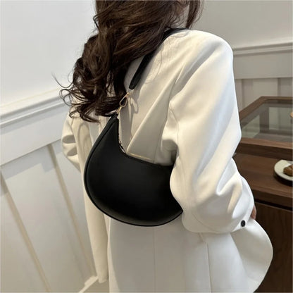 Women's Crescent Moon Shoulder Bag – Soft Vegan Leather Handbag