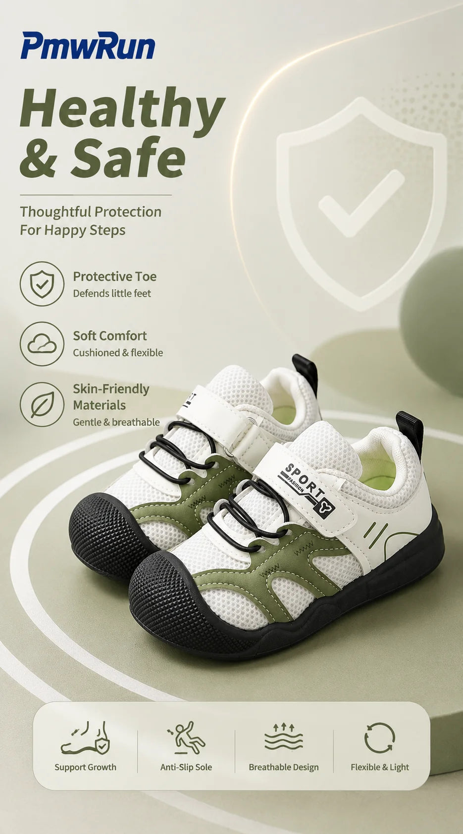 Toddler PU Leather Sneakers with Hook-and-Loop Closure