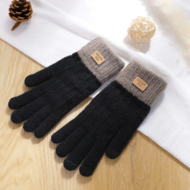 Plush-Lined Knit Touchscreen Gloves – Unisex Winter Gloves