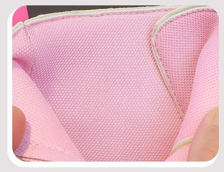 Black/pink Girls Leather Boots Velvet with Anti Slip Low Cut Side Zipper Winter Outdoor Girls Fashion Single Boot