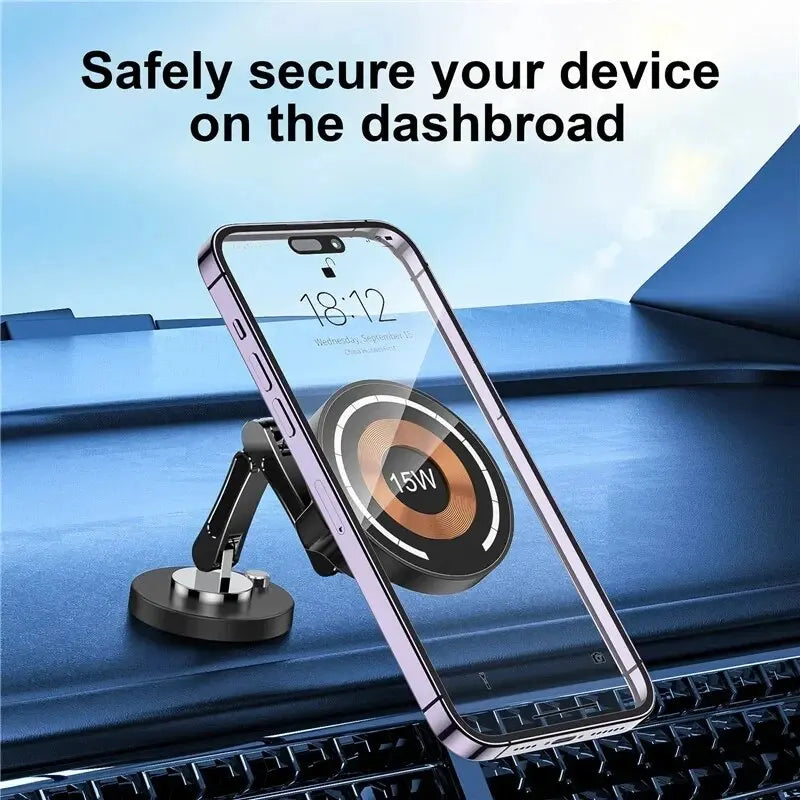 Magnetic Wireless Car Charger Stand & Phone Mount