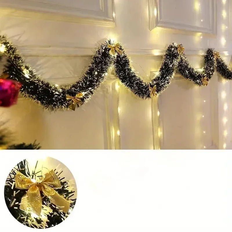 Metallic Christmas Garland with LED Lights – 2 m Twist Garland