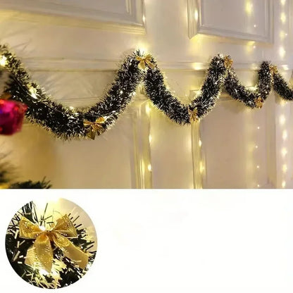 Metallic Christmas Garland with LED Lights – 2 m Twist Garland