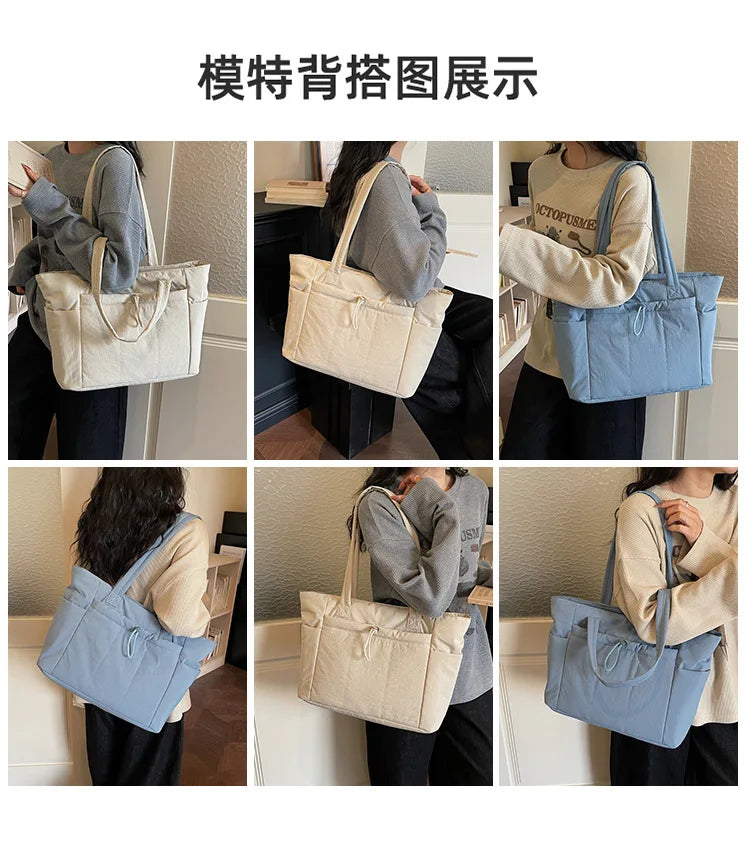 Women's Quilted Laptop Tote 13.3"-16" - Lightweight Travel Shoulder Bag
