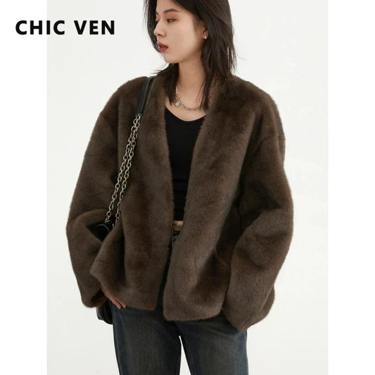 CHIC VEN Women's Loose V-Neck Jacket