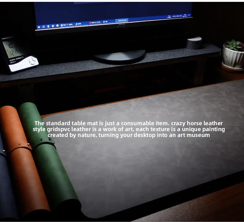 Large PU Leather Desk Mat with Keyboard Wrist Rest & Mouse Wrist Pad, Non-Slip Extended Pad for Office Gaming Desktop