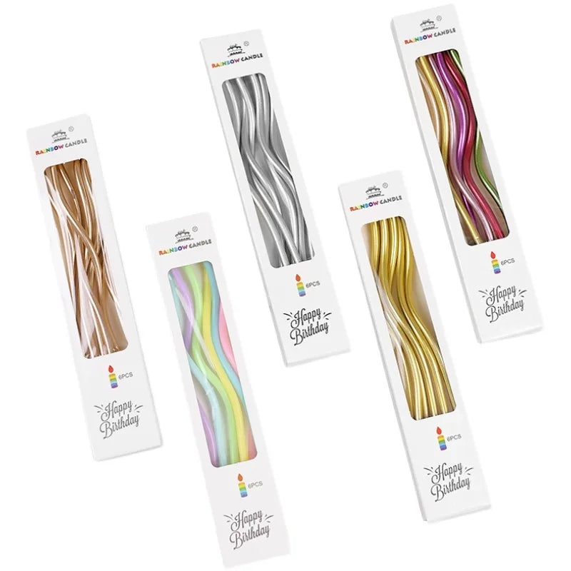 Birthday Cake Candles Smoke-Free Curved Cake Candles Curly Coil Candles Long For Birthday Cake Wedding Party Party Supplies