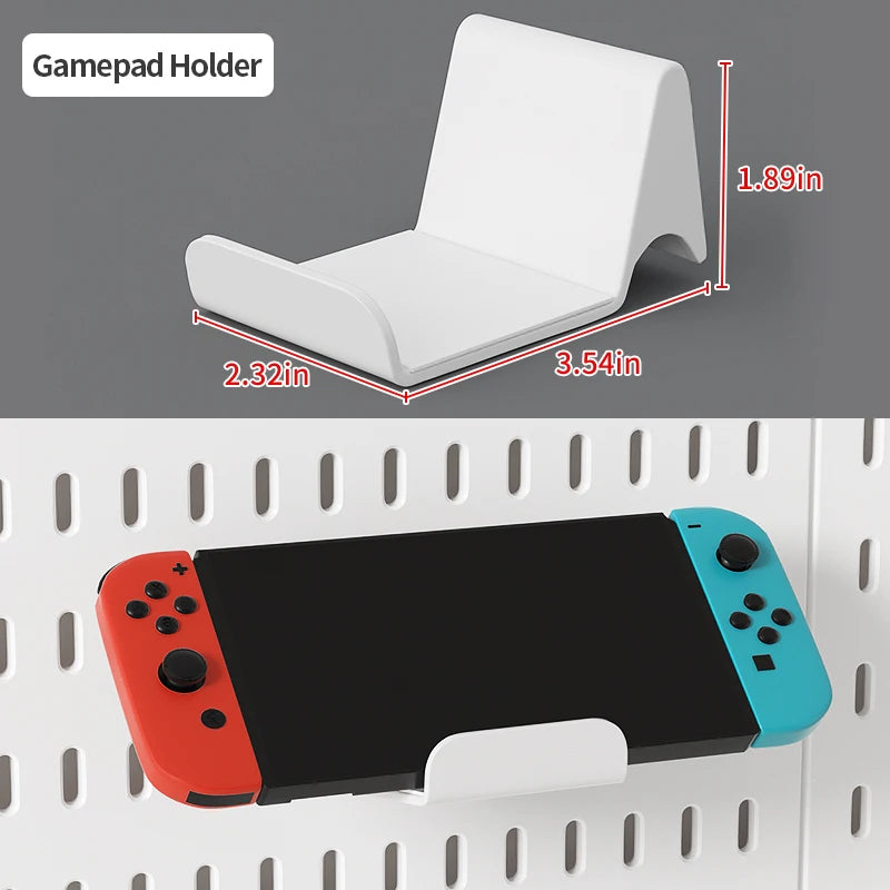 No Drill Desktop Pegboard Rack Gaming Room Organizer For Controllers Headphones Switch Figurine Stationery Storage