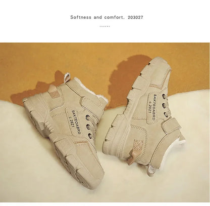 Kids' Plush-Lined Winter Boots – Platform Sole & Easy Strap